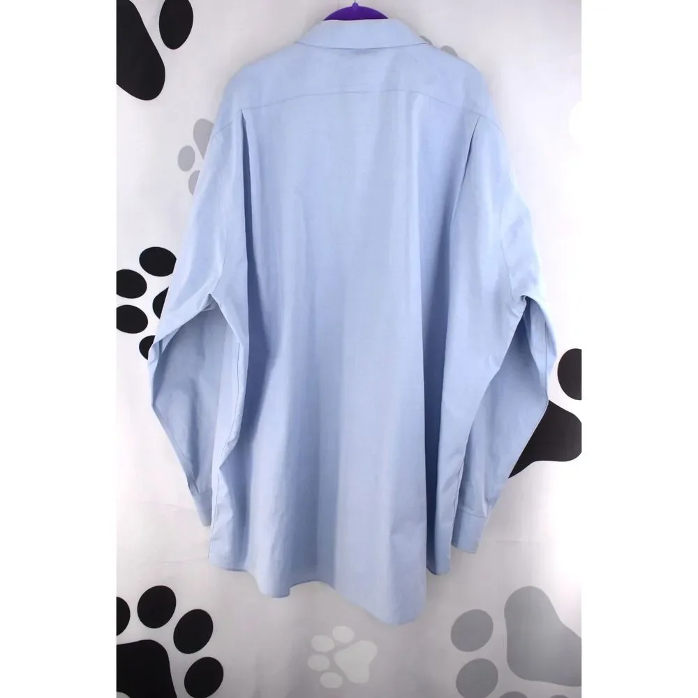 Nordstrom Smartcare Traditional Fit Wrinkle Free Cotton Dress Shirt Blue 18 1/2